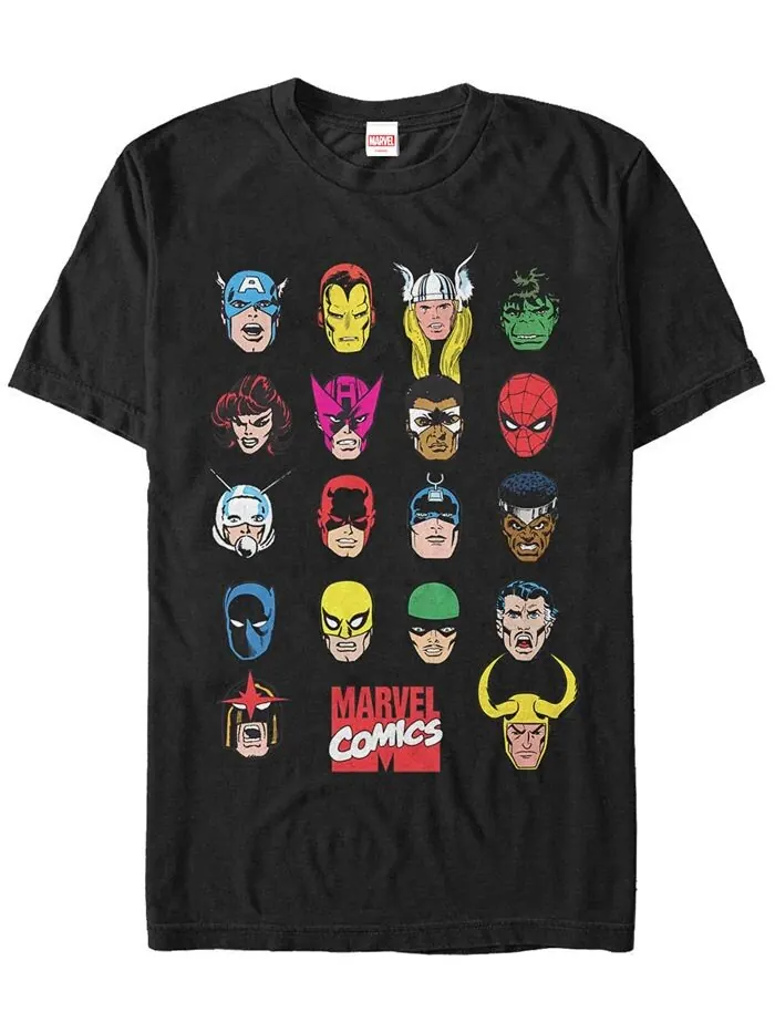 Мужская футболка с короткими рукавами из коллекции комиксов Marvel Classic Head Shots Fifth Sun — изображение 1 из 1, черный