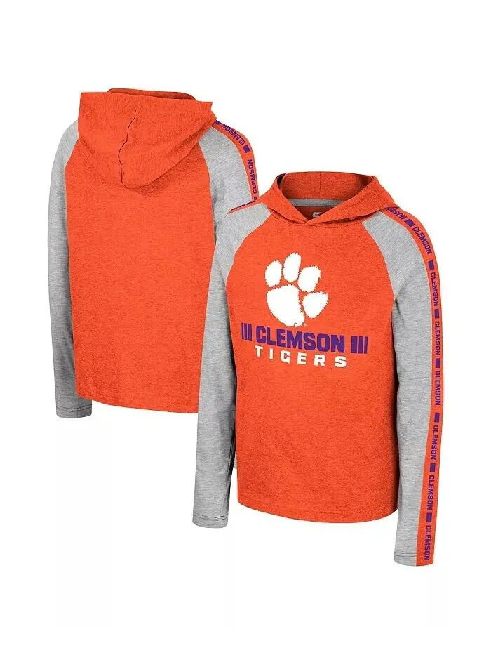 Оранжевая футболка Big Boys Clemson Tigers Ned Raglan с капюшоном и длинными рукавами Colosseum — изображение 1 из 3