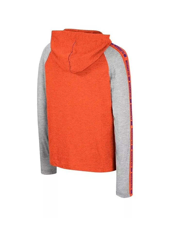 Оранжевая футболка Big Boys Clemson Tigers Ned Raglan с капюшоном и длинными рукавами Colosseum — изображение 2 из 3