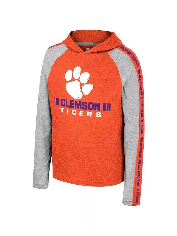 Оранжевая футболка Big Boys Clemson Tigers Ned Raglan с капюшоном и длинными рукавами Colosseum — изображение 3 из 3