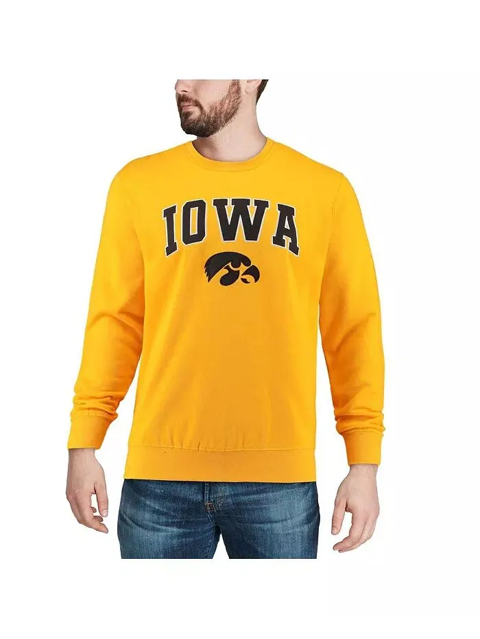 Мужская толстовка Iowa Hawkeyes Arch and Logo с круглым вырезом Colosseum — изображение 4 из 6, золото