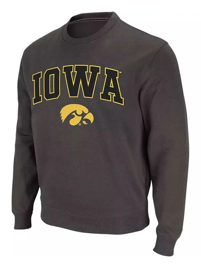 Мужская толстовка Iowa Hawkeyes Arch and Logo с круглым вырезом Colosseum — изображение 2 из 6, темно-серый