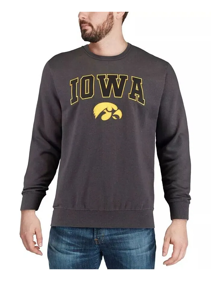 Мужская толстовка Iowa Hawkeyes Arch and Logo с круглым вырезом Colosseum — изображение 4 из 6, темно-серый