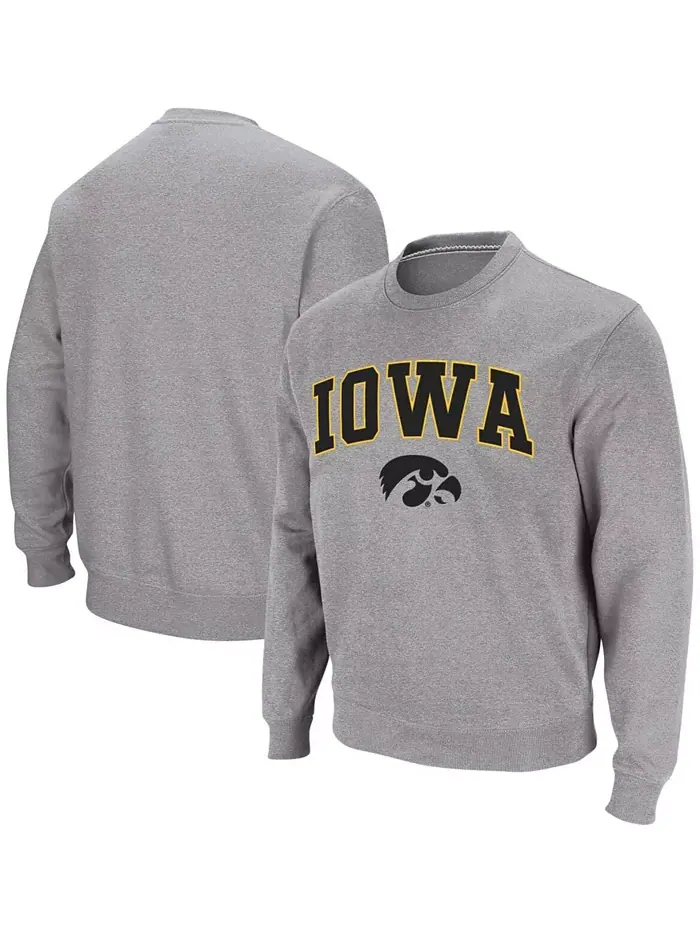 Мужская толстовка с круглым вырезом Iowa Hawkeyes с аркой и логотипом Colosseum — изображение 1 из 6, серый