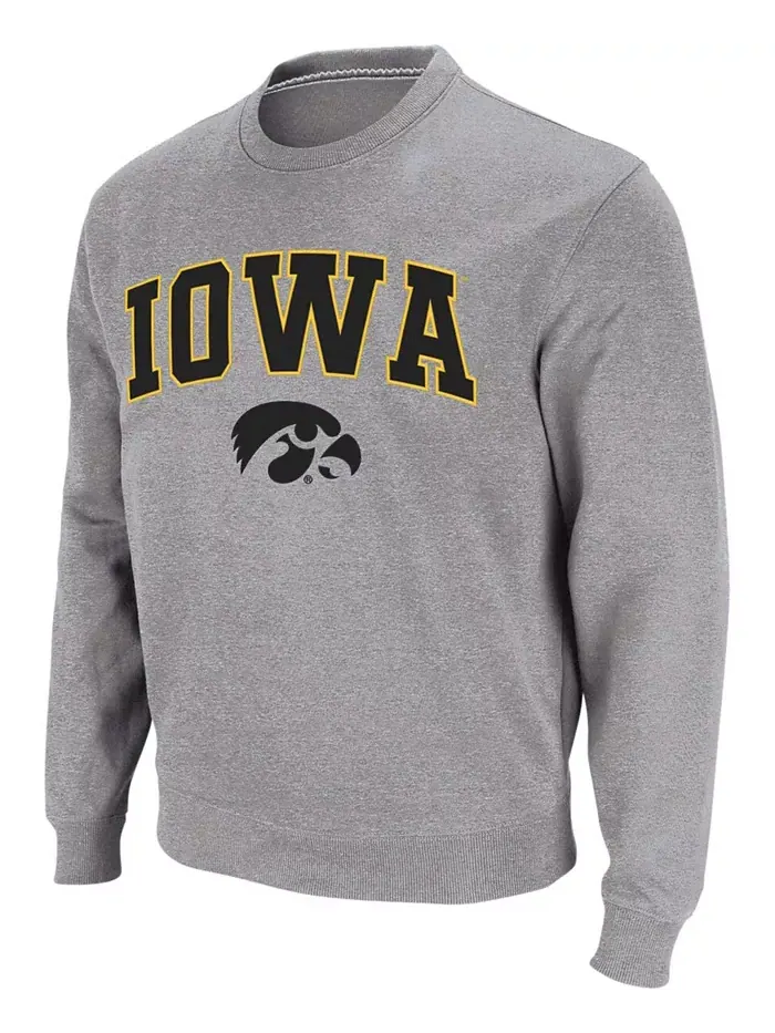 Мужская толстовка с круглым вырезом Iowa Hawkeyes с аркой и логотипом Colosseum — изображение 2 из 6, серый
