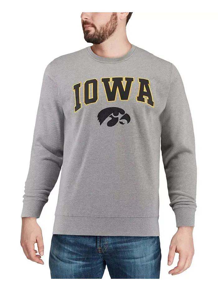 Мужская толстовка с круглым вырезом Iowa Hawkeyes с аркой и логотипом Colosseum — изображение 4 из 6, серый