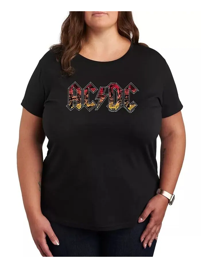 Футболка-пуловер с графическим логотипом ACDC размера плюс Hybrid Apparel — изображение 1 из 3, черный
