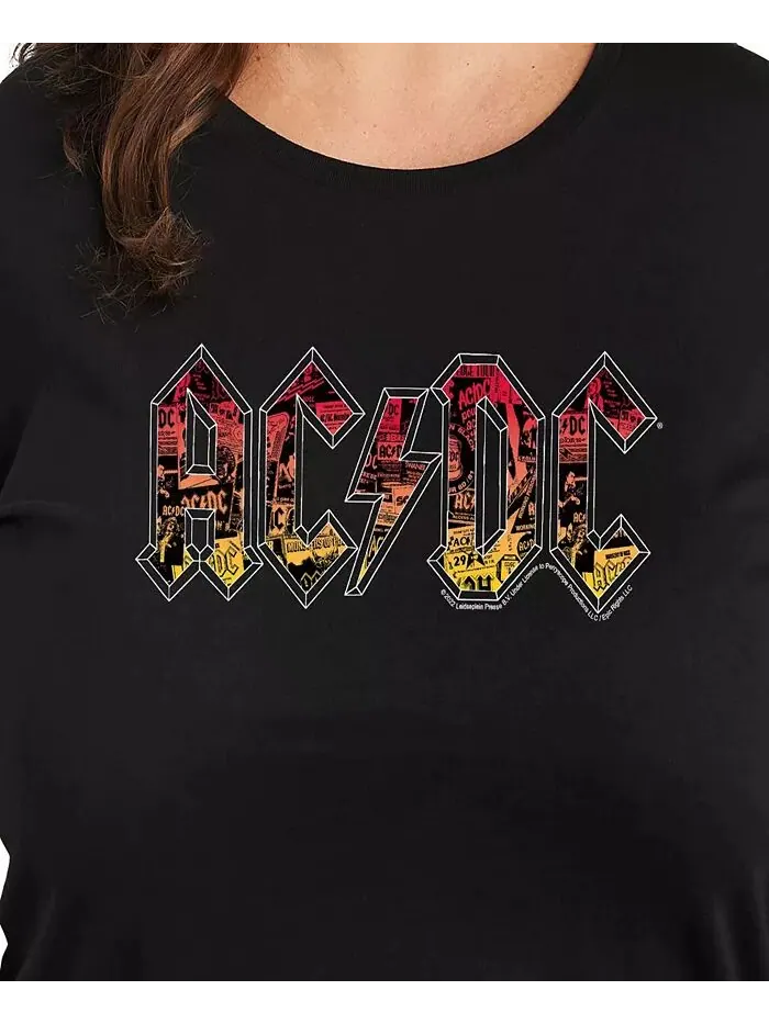 Футболка-пуловер с графическим логотипом ACDC размера плюс Hybrid Apparel — изображение 2 из 3, черный