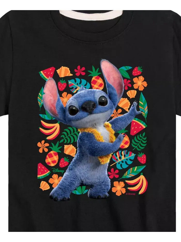 Футболка с принтом Stitch и фруктами из мультфильма "Лило и Стич" для мальчиков старшего возраста — изображение 3 из 3