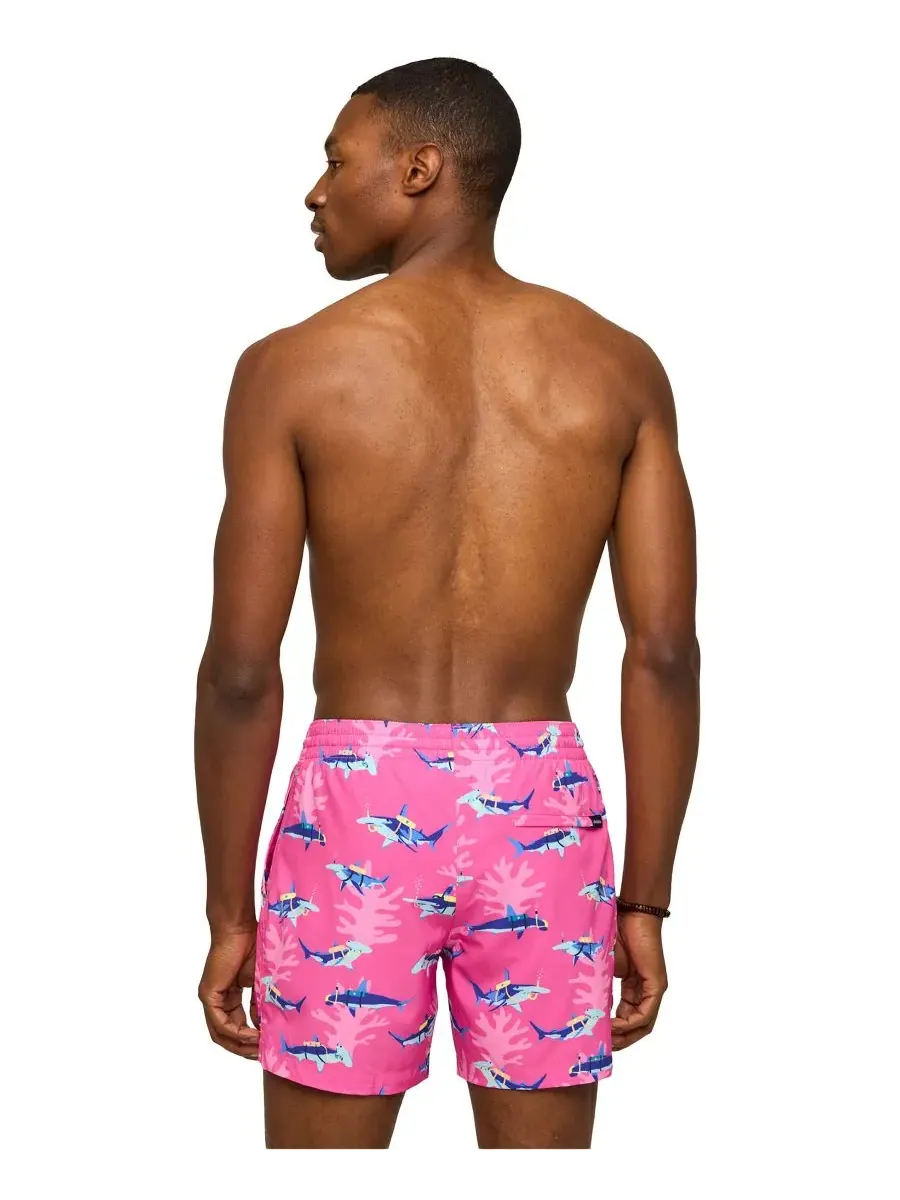 Chubbies Мужские классические плавки The Great Pink Sharks, длина 5,5 дюймов — изображение 3 из 3, яркий розовый