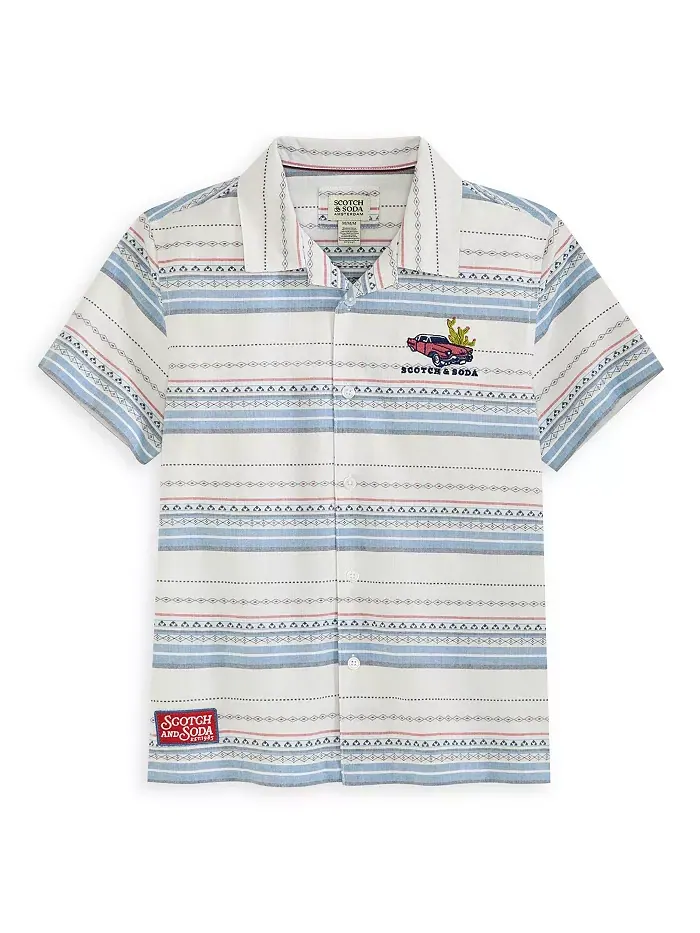 Плотная поло в стиле кэмп для мальчиков Big Boys Dobby SCOTCH & SODA — изображение 1 из 1, белый