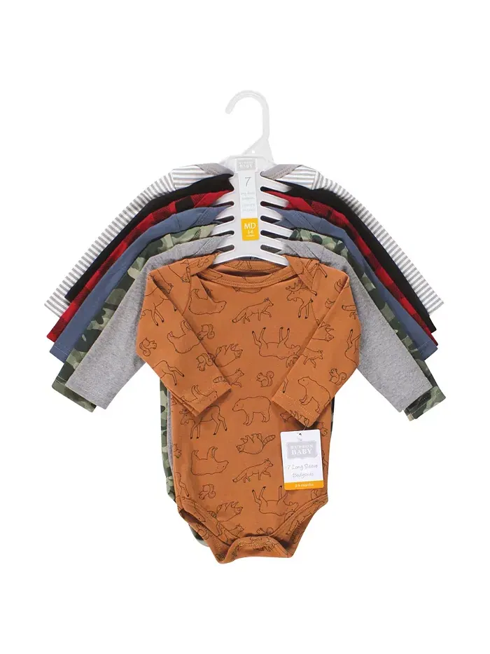 Боди для мальчиков из хлопка с длинным рукавом, Wild Buffalo, комплект из 7 штук Hudson Baby — изображение 2 из 9