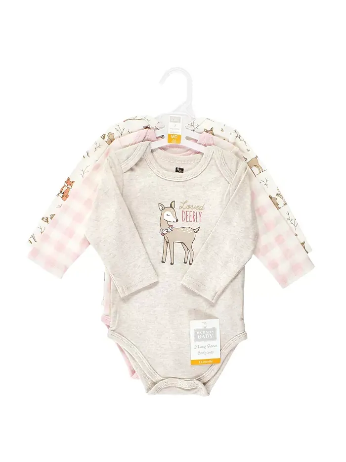 Детский комбинезон Hudson Essential с длинными рукавами из 100% хлопка, набор из 3 штук Hudson Baby — изображение 2 из 3