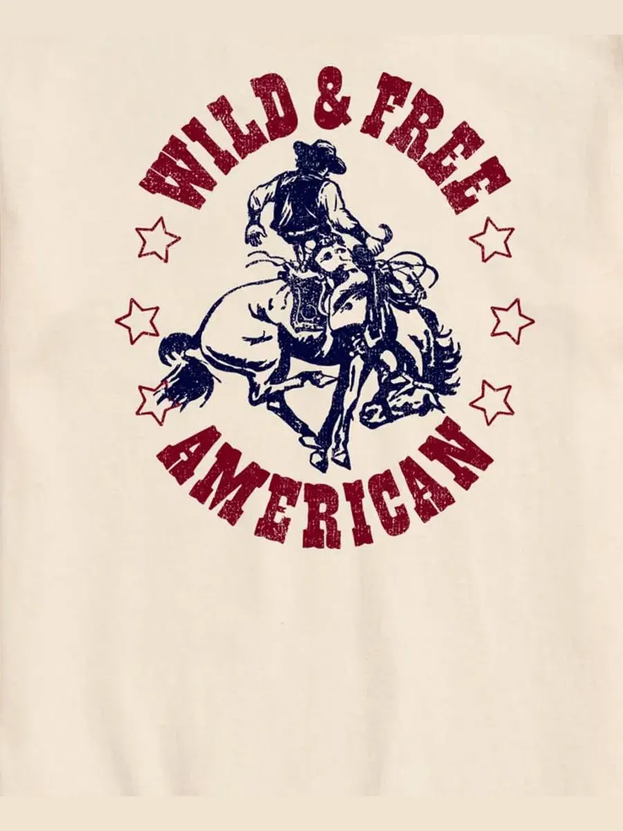 Мужские футболки с коротким рукавом и графическим принтом "Wild And Free American" AIRWAVES — изображение 3 из 3, бежевый