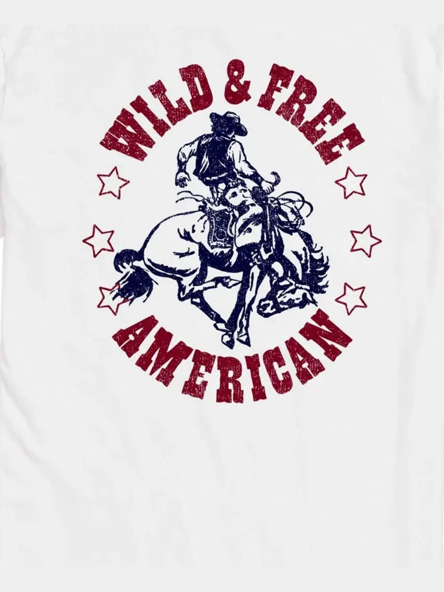 Мужские футболки с коротким рукавом и графическим принтом "Wild And Free American" AIRWAVES — изображение 3 из 3, белый