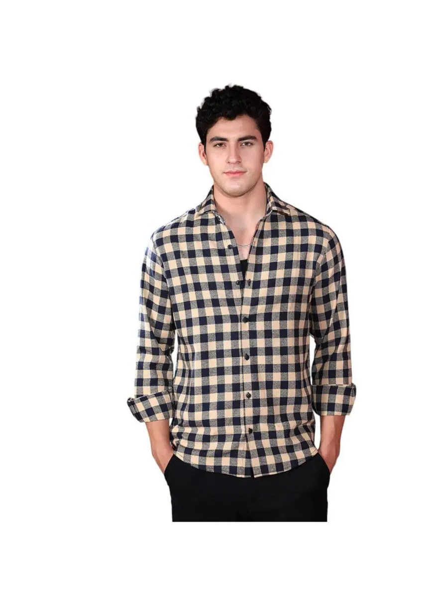 Мужская рубашка свободного кроя Buff Beige Buffalo Campus Sutra — изображение 1 из 6, бежевый