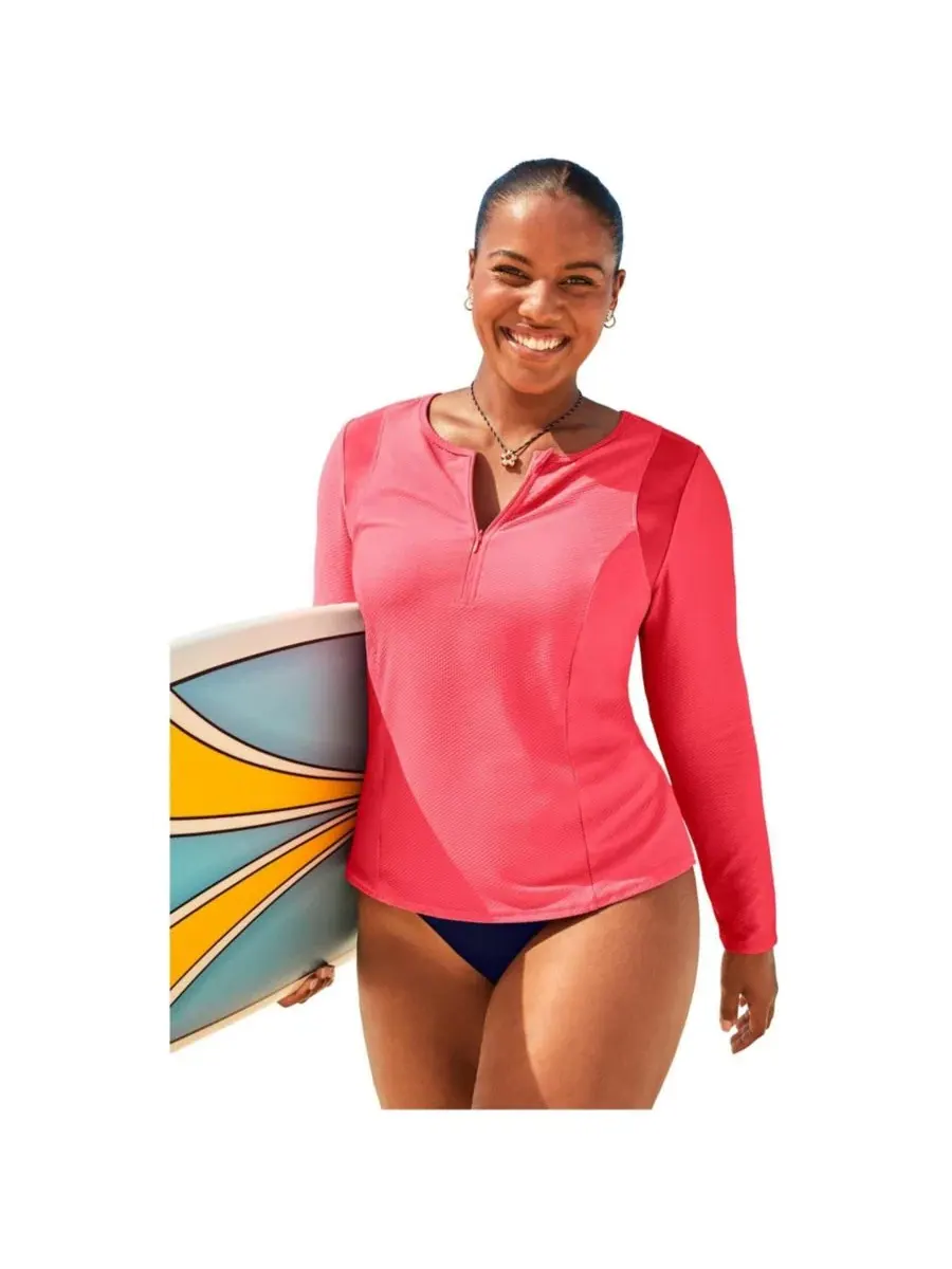 Рашгард с длинным рукавом, с молнией, с защитой UPF 50 Swimsuits for All