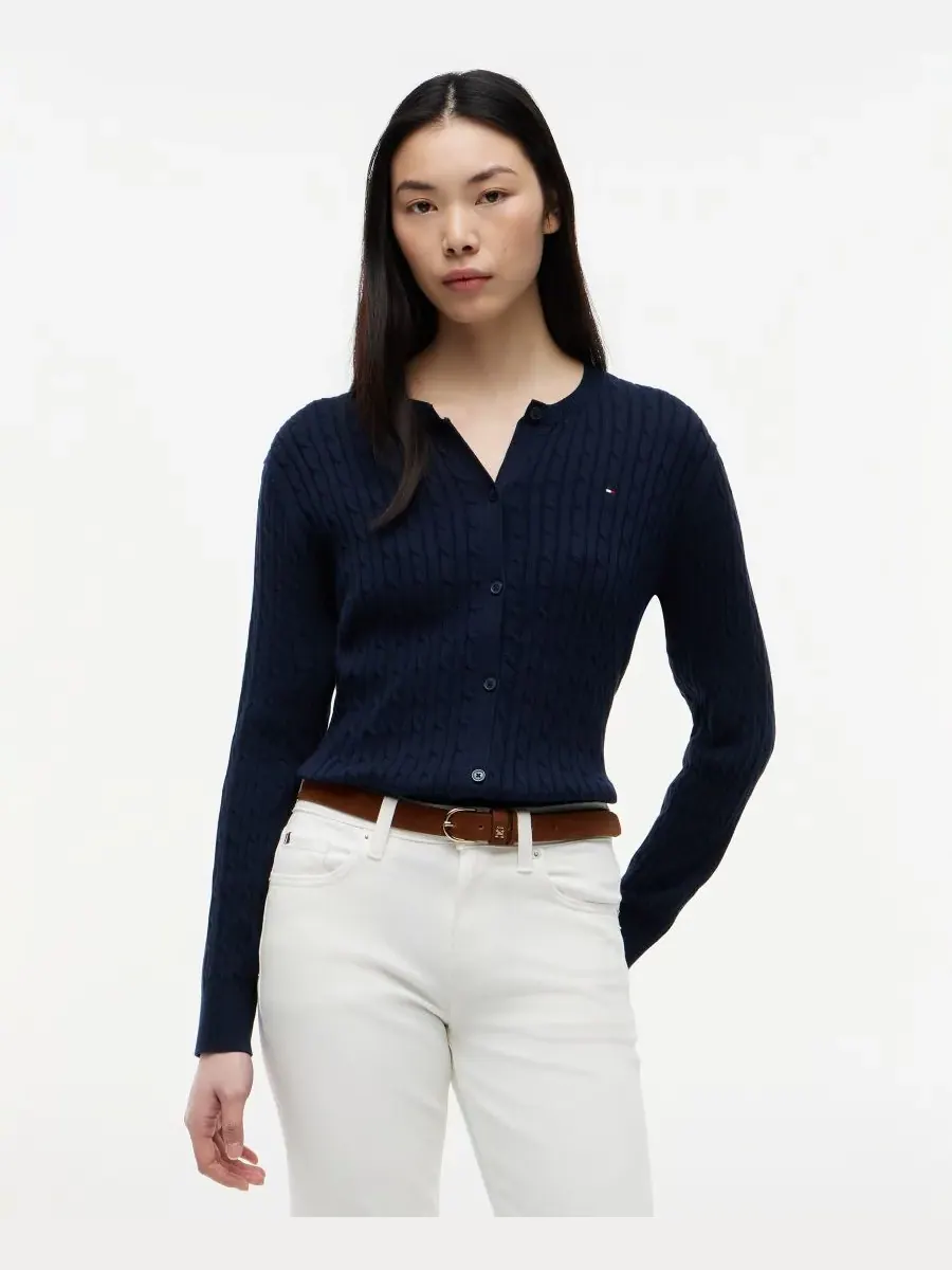 Женский кардиган крупной вязки с круглым вырезом Tommy Hilfiger