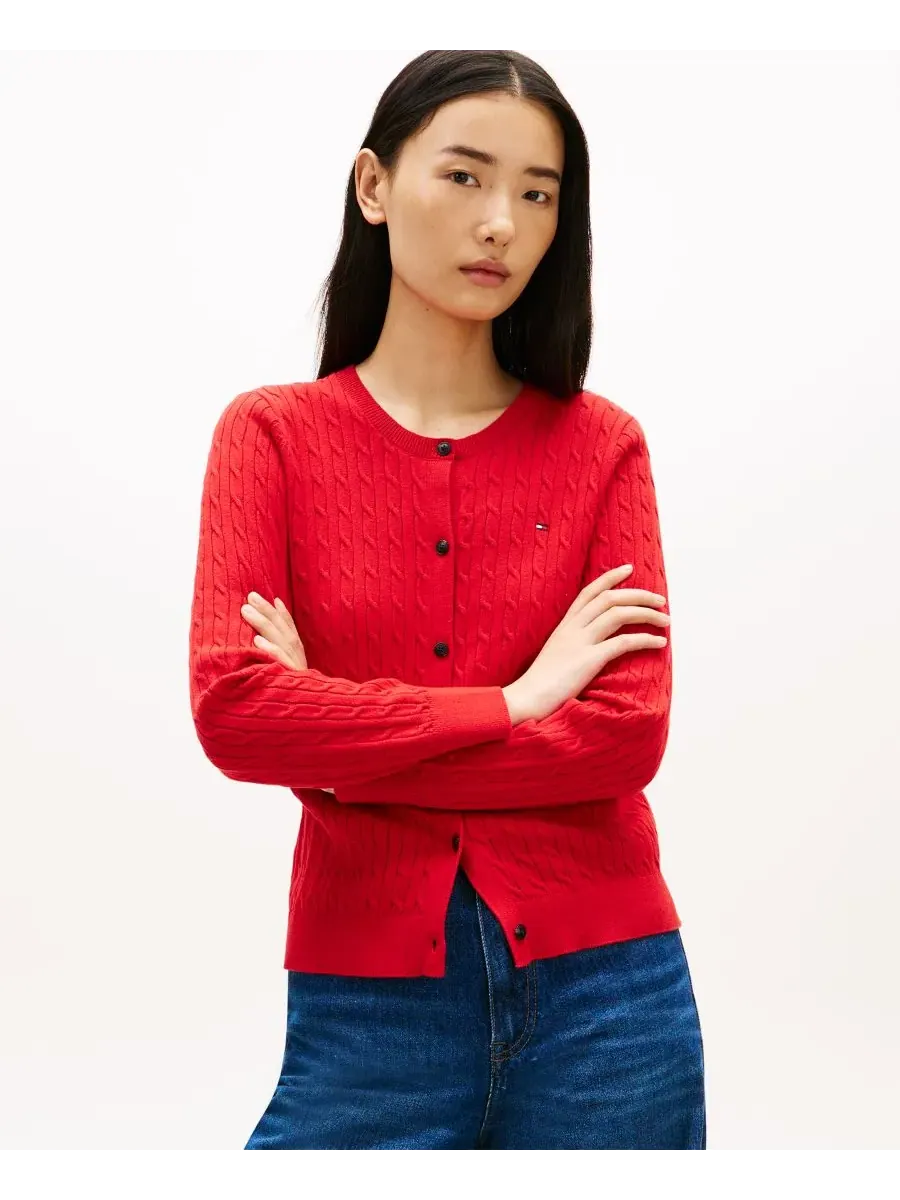 Женский кардиган крупной вязки с круглым вырезом Tommy Hilfiger