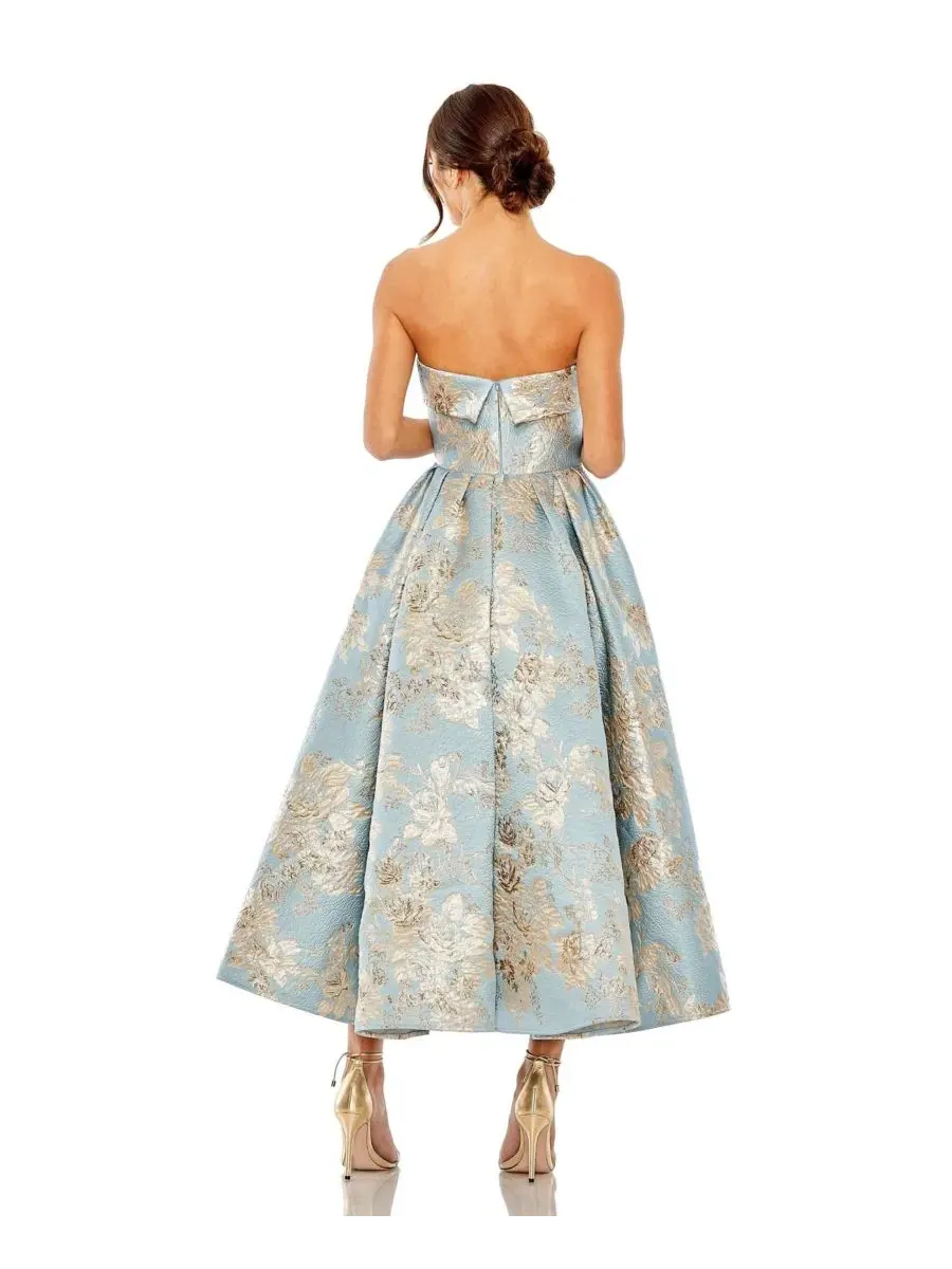 Платье миди без бретелек с принтом, модель Petite Strapless Brocade Midi Dress with Pockets Mac — изображение 2 из 3
