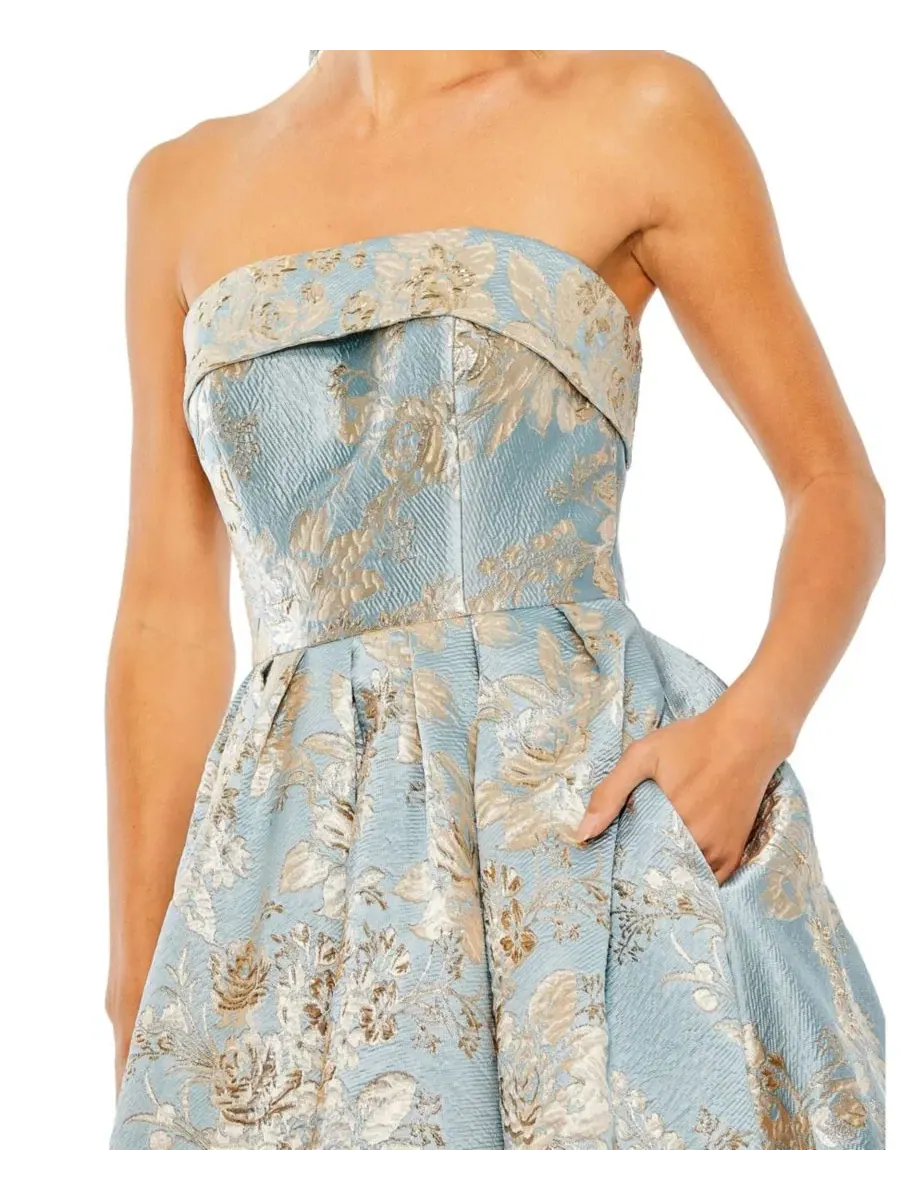 Платье миди без бретелек с принтом, модель Petite Strapless Brocade Midi Dress with Pockets Mac — изображение 3 из 3
