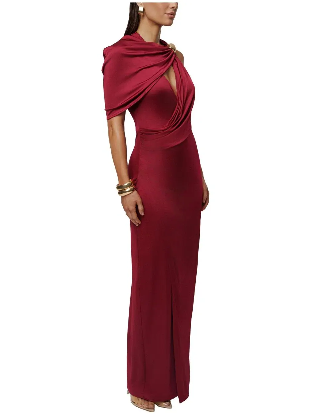Женское длинное платье Enchanted Drape JLUXLABEL — изображение 2 из 7, бордовый
