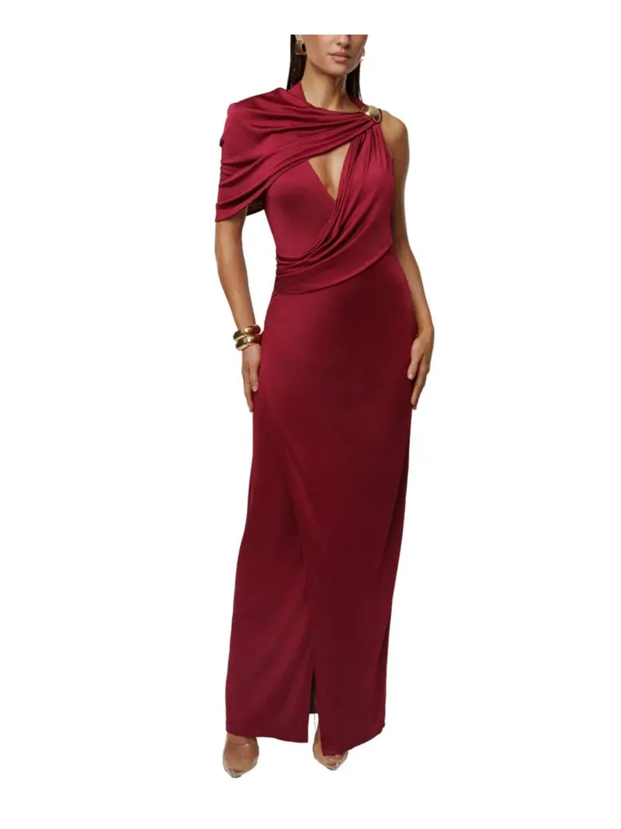Женское длинное платье Enchanted Drape JLUXLABEL — изображение 5 из 7, бордовый