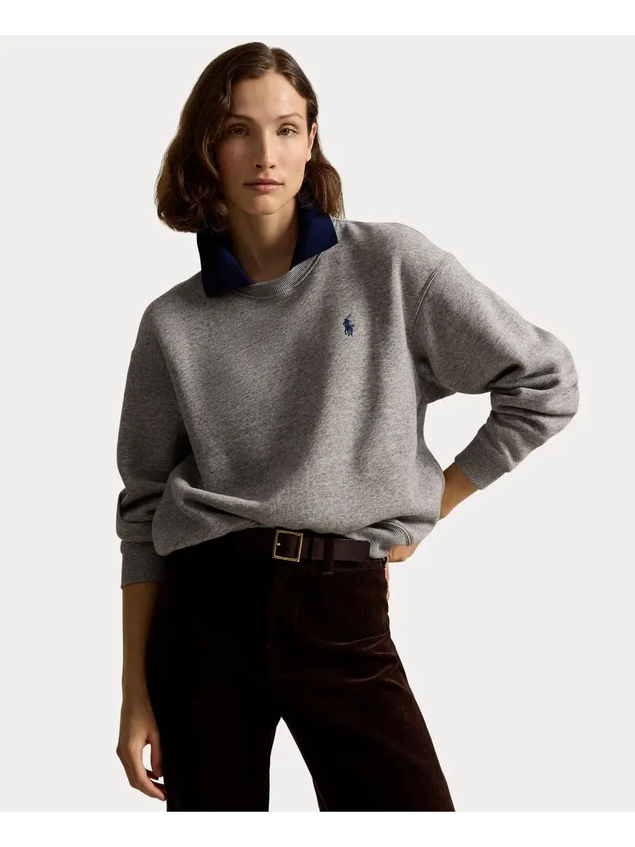 Свитшот с воротником-поло и вышивкой Pony Polo Ralph Lauren — изображение 1 из 5, коричневый