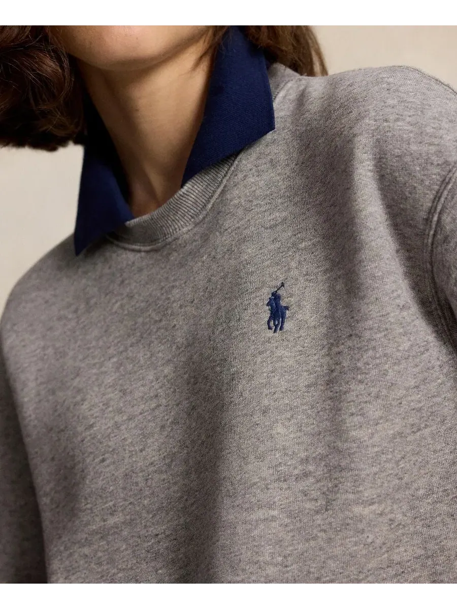 Свитшот с воротником-поло и вышивкой Pony Polo Ralph Lauren — изображение 3 из 5, коричневый