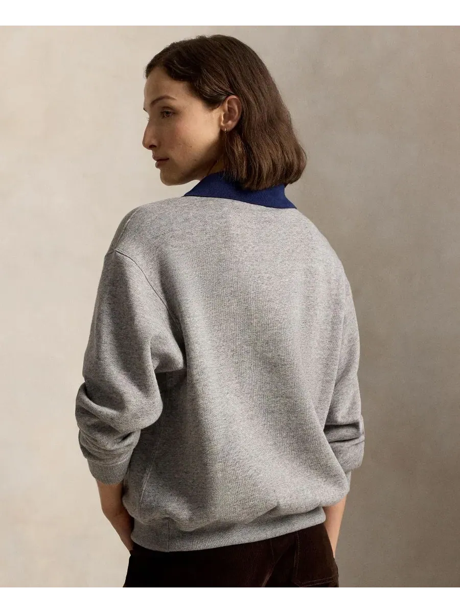 Свитшот с воротником-поло и вышивкой Pony Polo Ralph Lauren — изображение 4 из 5, коричневый