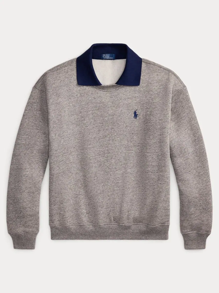 Свитшот с воротником-поло и вышивкой Pony Polo Ralph Lauren — изображение 5 из 5, коричневый