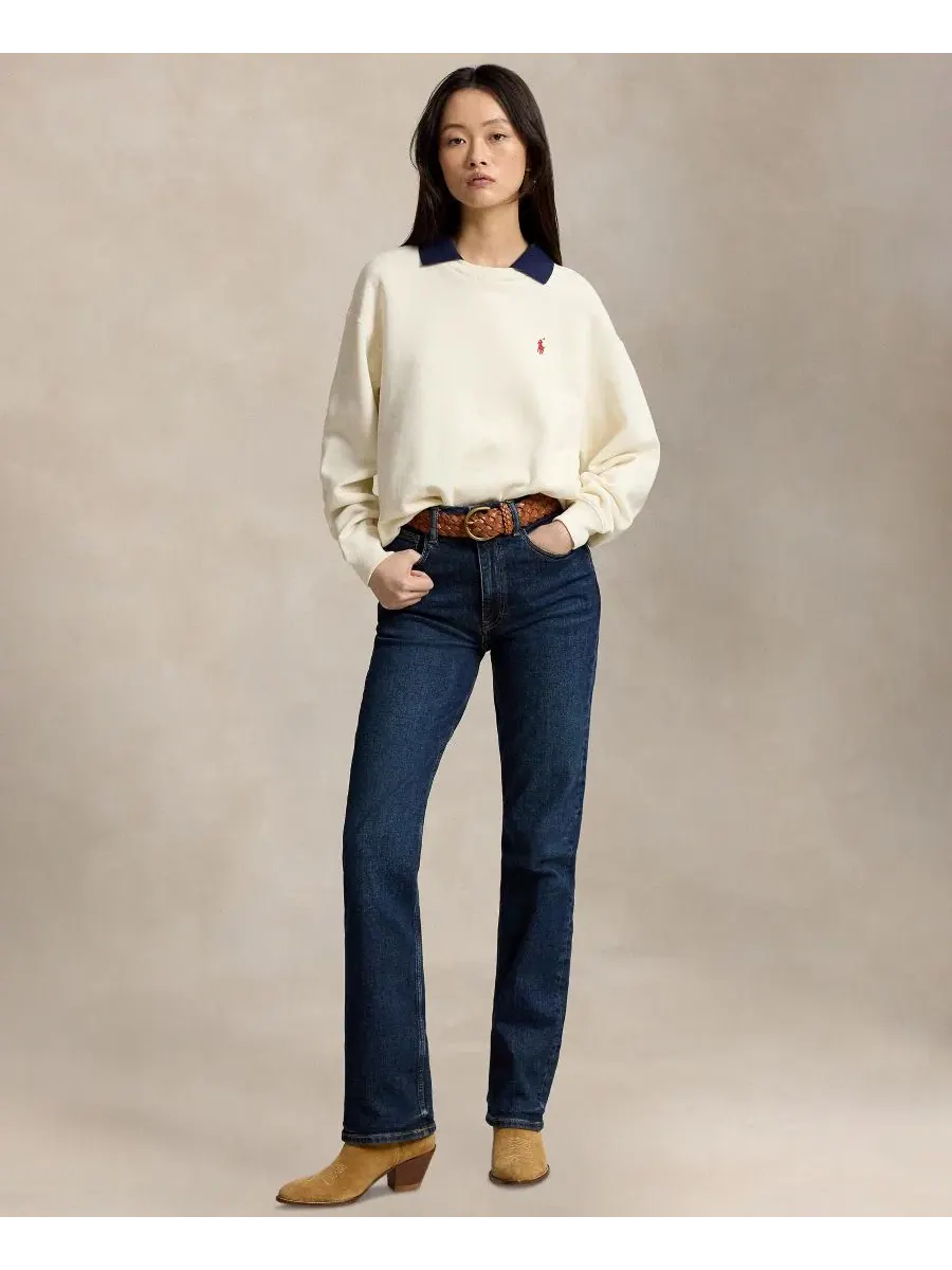 Свитшот с воротником-поло и вышивкой Pony Polo Ralph Lauren — изображение 2 из 6, белый