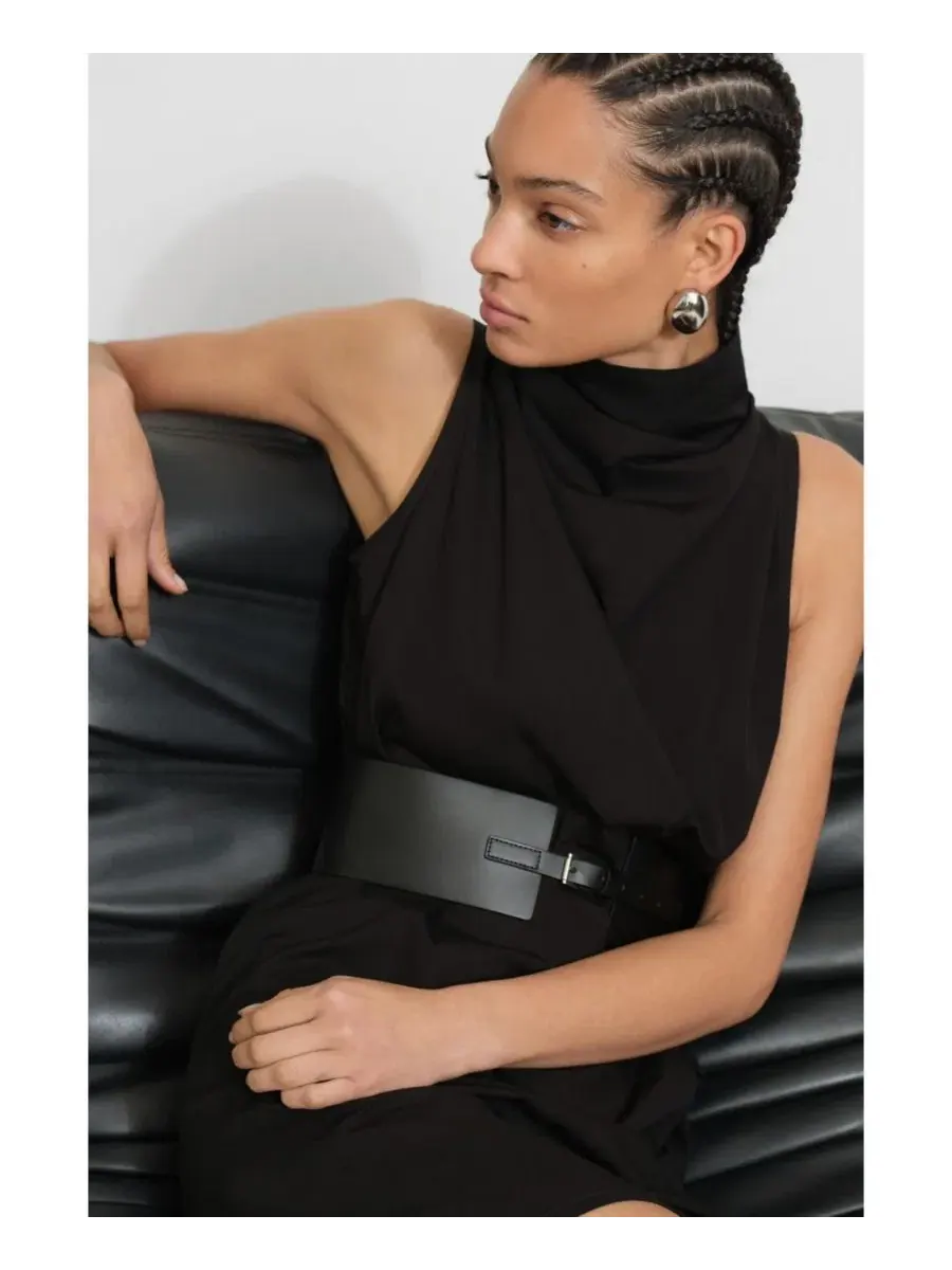 Платье-мини из поплина Minna Cropped Marcella — изображение 6 из 9, черный