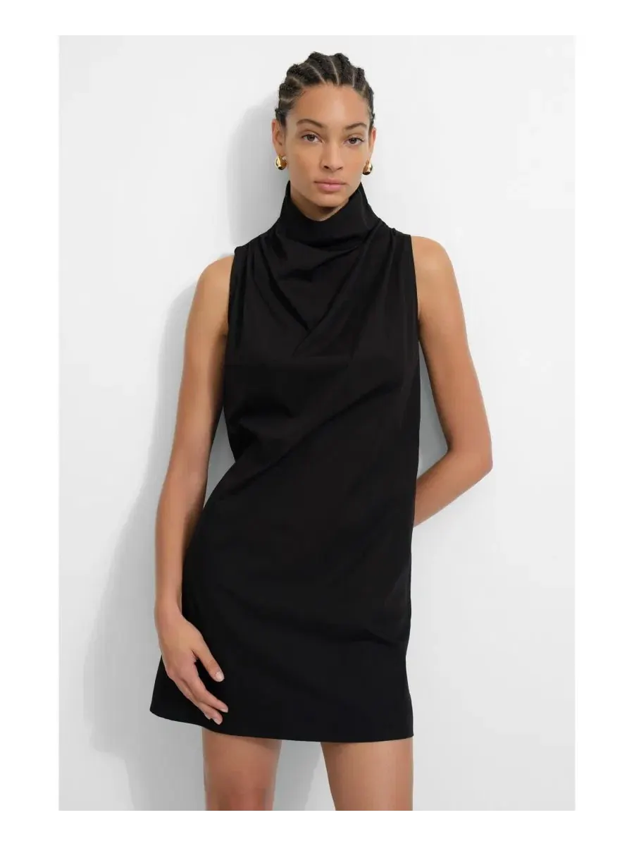 Платье-мини из поплина Minna Cropped Marcella — изображение 8 из 9, черный