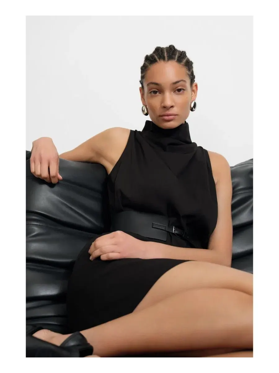 Платье-мини из поплина Minna Cropped Marcella — изображение 9 из 9, черный