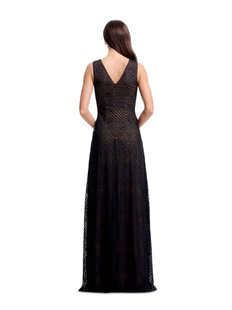 Платье без рукавов с цветочной аппликацией Floral Applique Detail Dress the Population — изображение 5 из 5, черный мульти