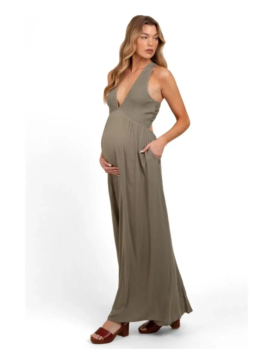 Платье макси с глубоким V-вырезом и перекрестной спинкой, модель Deep V-Neck Cross Back Pinkblush — изображение 4 из 4