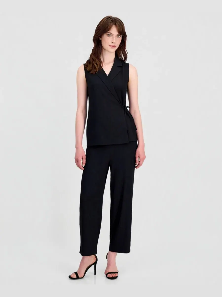 Топ-драпировка без рукавов Pebble-Texture Knit Anne Klein — изображение 2 из 4, черный