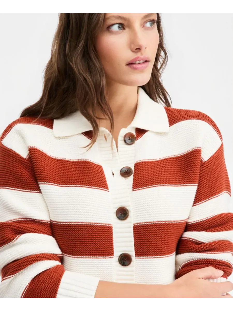 Кардиган женский с длинным рукавом Bold Stripe On 34th — изображение 3 из 6, слоновая кость