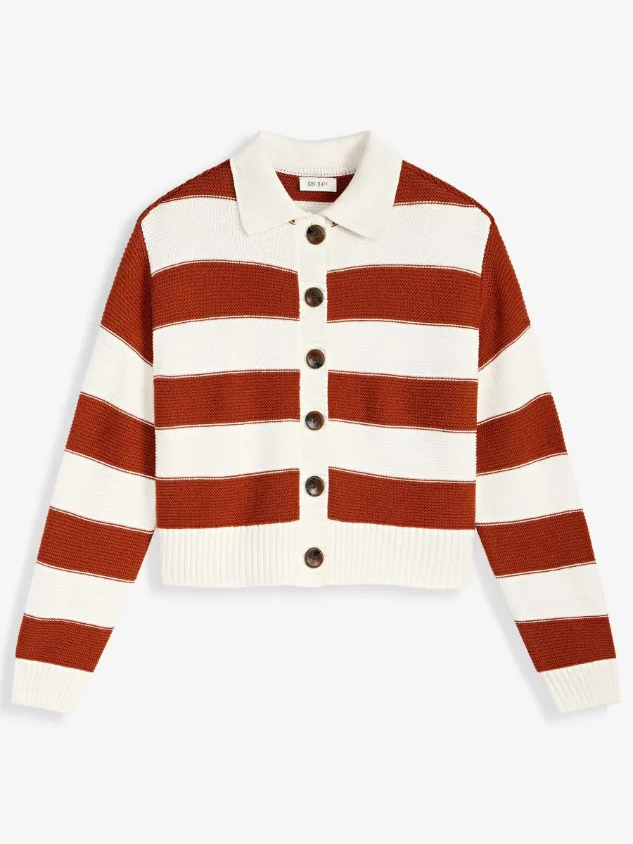 Кардиган женский с длинным рукавом Bold Stripe On 34th — изображение 6 из 6, слоновая кость