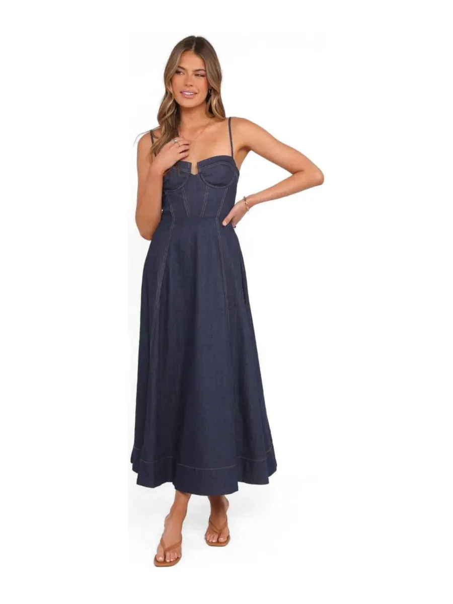 Платье миди из денима Marsden Denim Petal and Pup — изображение 1 из 4, синий