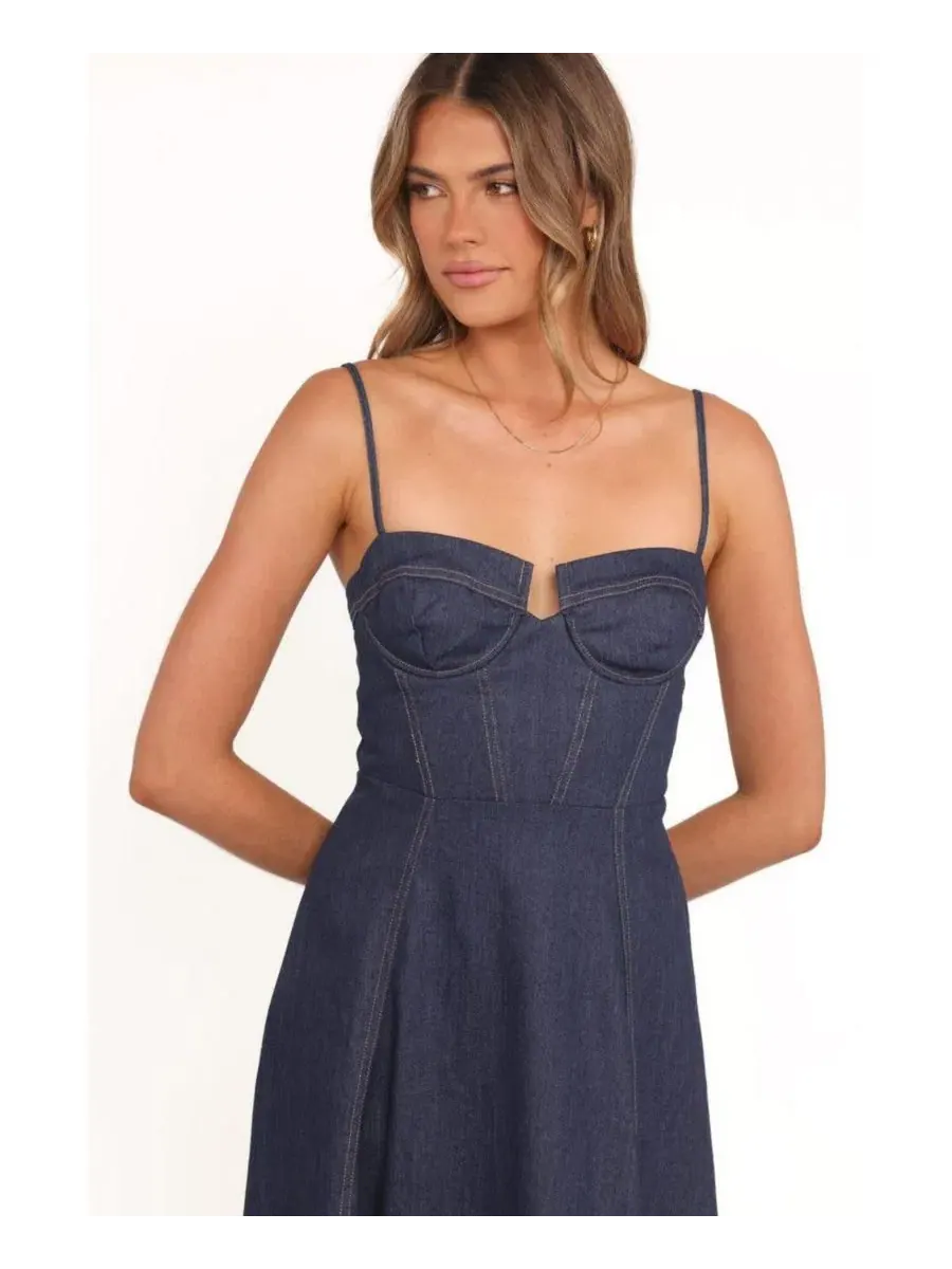 Платье миди из денима Marsden Denim Petal and Pup — изображение 4 из 4, синий