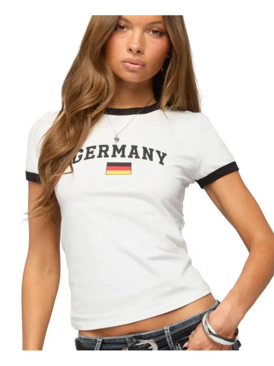 Футболка с принтом флага Germany Contrast Edikted — изображение 1 из 5, белый