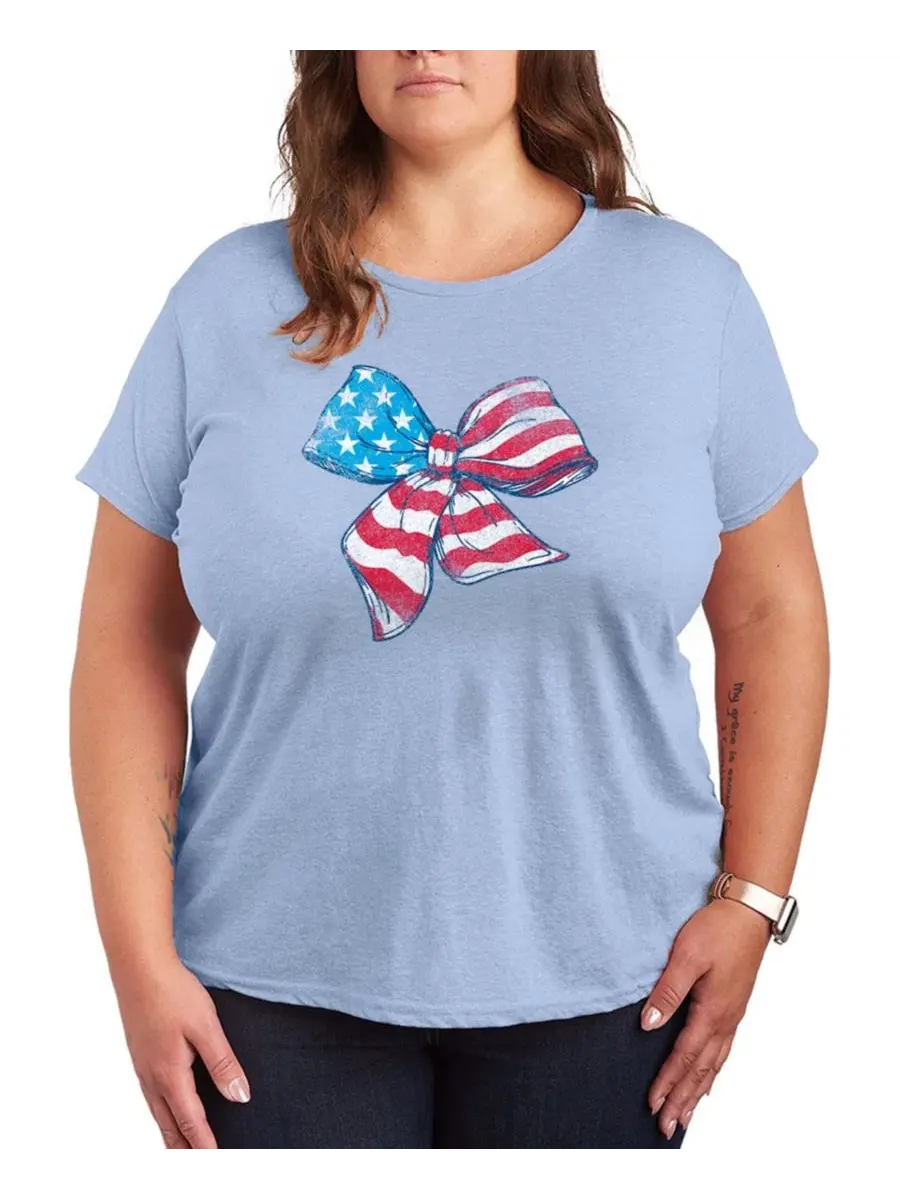 Футболка с принтом American Flag Bow Hybrid Apparel — изображение 1 из 3, синий
