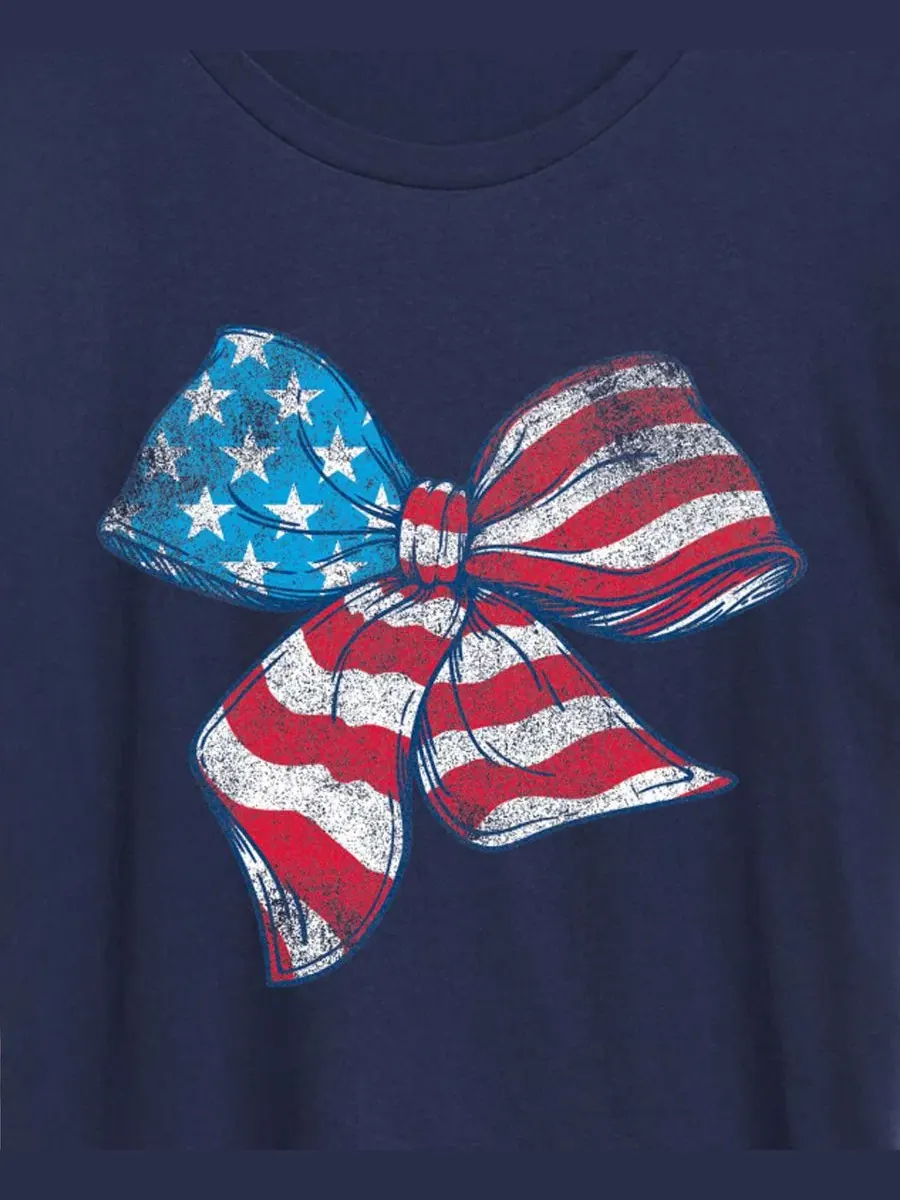 Футболка женская с принтом American Flag Bow Hybrid Apparel — изображение 2 из 3, темно-синий