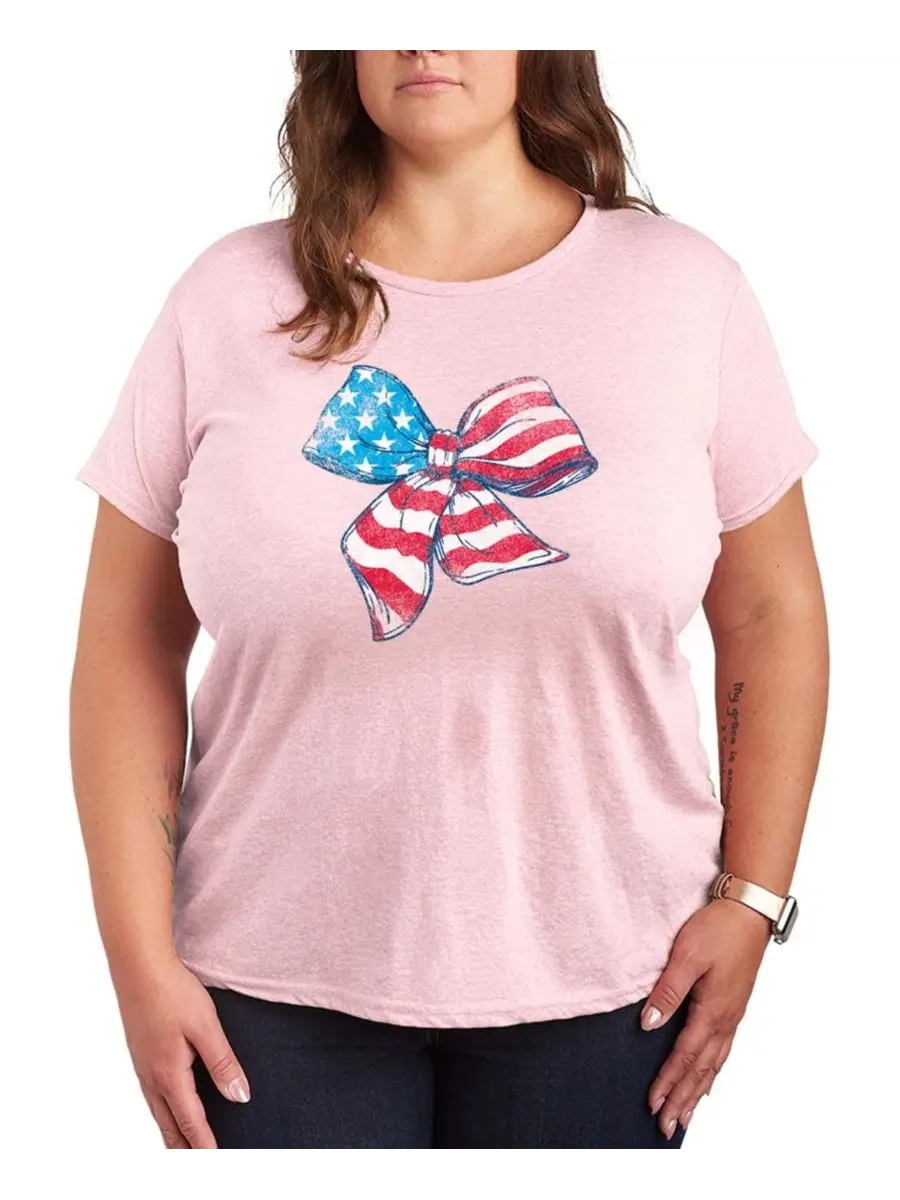 Футболка с коротким рукавом и принтом American Flag Bow Hybrid Apparel — изображение 1 из 3, розовый