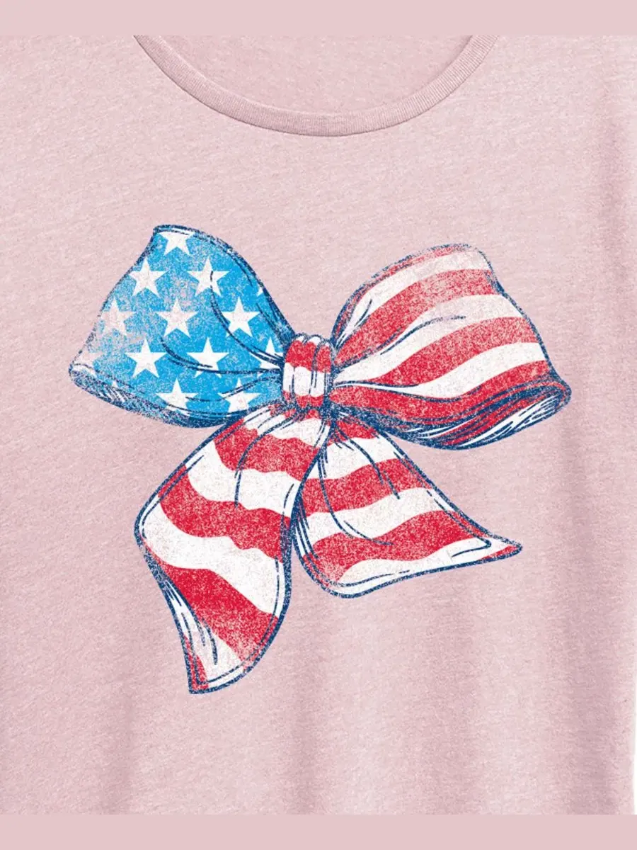 Футболка с коротким рукавом и принтом American Flag Bow Hybrid Apparel — изображение 2 из 3, розовый