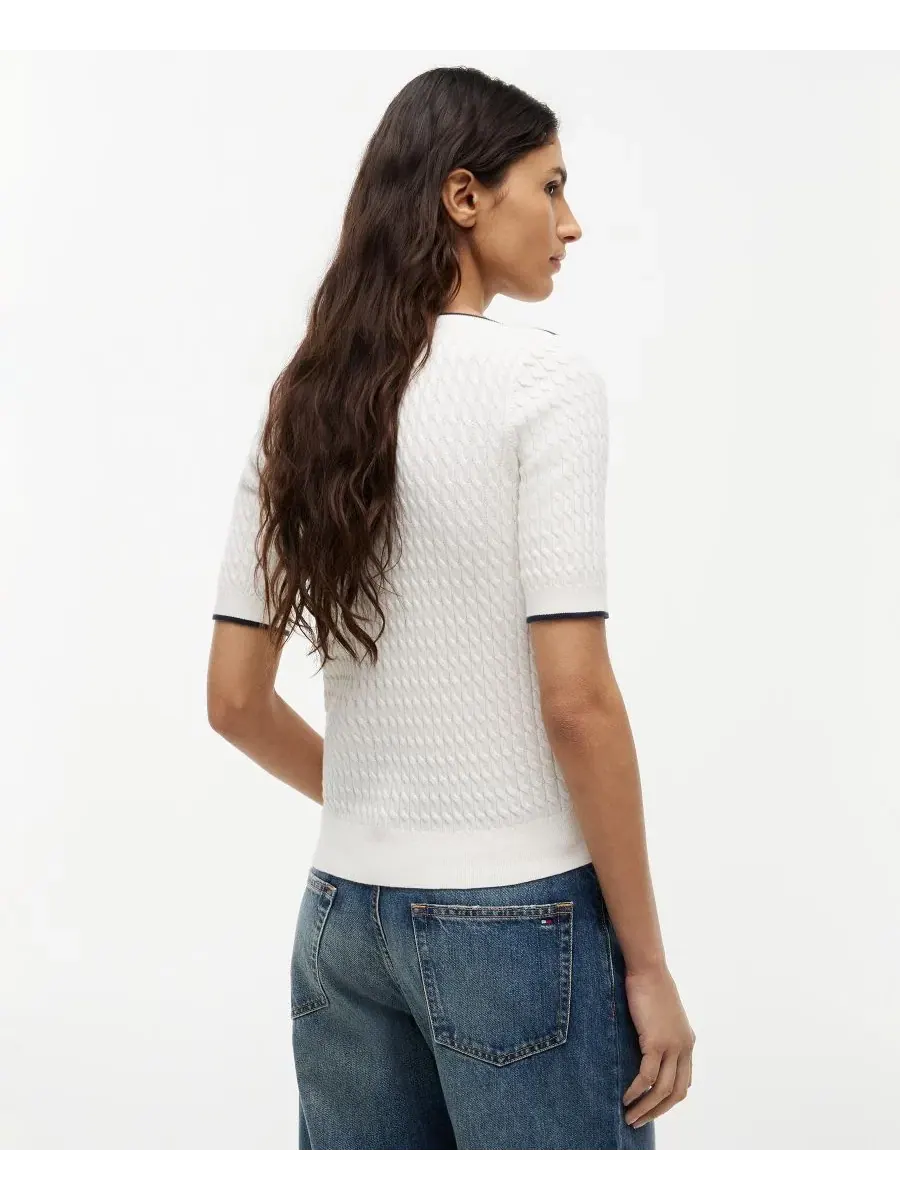 Свитер с лодочкой и коротким рукавом, модель Boat Neck Short-Sleeve Cotton Sweater Tommy Hilfiger — изображение 4 из 4