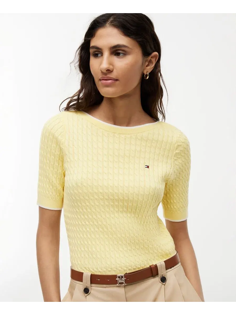 Свитер с лодочкой и коротким рукавом Citronella Tommy Hilfiger — изображение 3 из 4, желтый