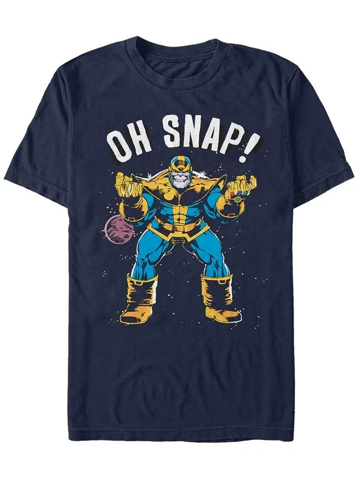 Мужская футболка с короткими рукавами из коллекции комиксов Marvel Thanos Oh Snap Fifth Sun — изображение 1 из 1, темно-синий